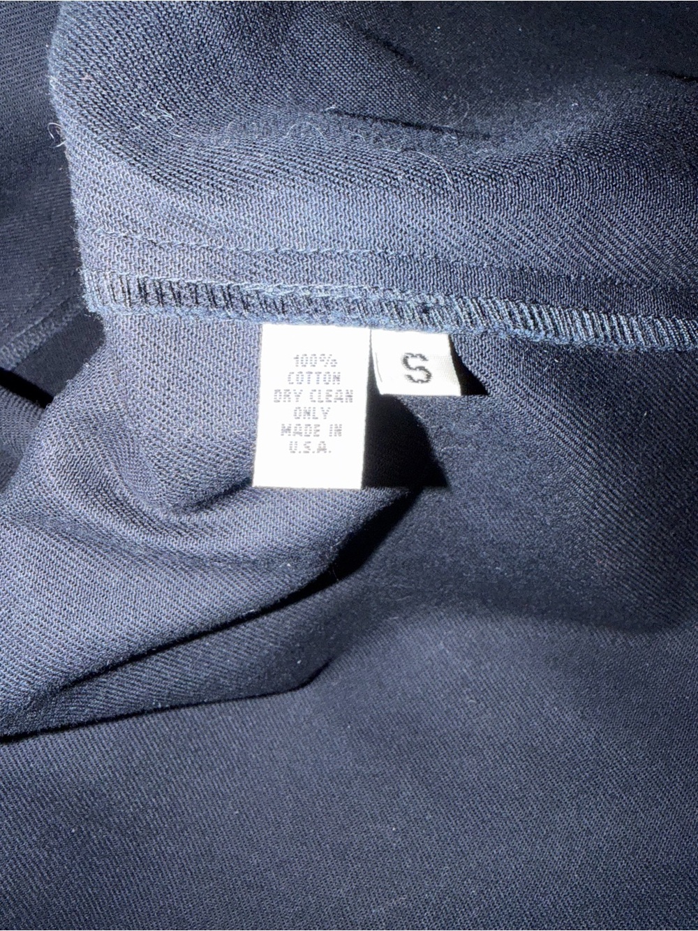 Vintage 90s Minimalist Navy Workwear Jacket USA Made Cotton Chore Coat Snap Up S - Picture 11 of 13